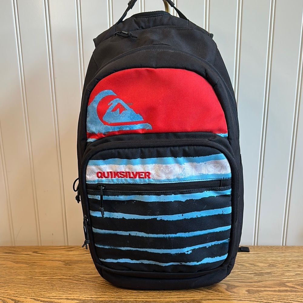 Quiksilver Black and Red Striped Backpack